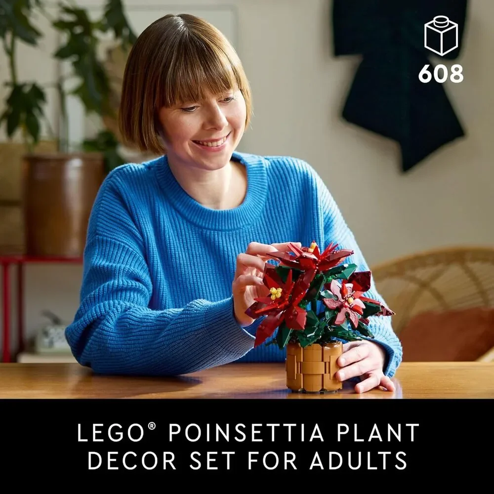 LEGO 10370 Icons Poinsettia Building Sets - Artificial Flowers for Decoration